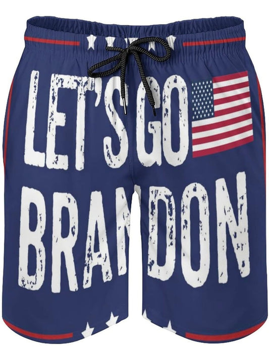 Let’s go Brandon swim trunks